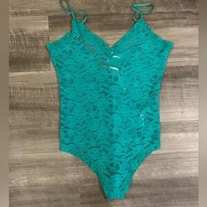 Anthropologie Teal Lace Bodysuit